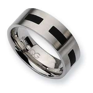  Stainless Steel Black Accent Brushed 8mm Wedding Band 