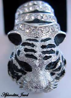 Couture Chic Boho Crystal Tiger Finger Knuckle Armor Ring  