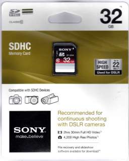 Sony 32 GB SDHC Memory Card Class 10 SF 32NX/TQ2 SD Sealed Package 