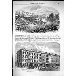  1866 Launch City Exeter Life boat Buildings India House 