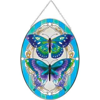 Stained Glass Large Oval Double VICTORIAN BUTTERFLY Suncatcher 