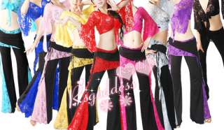 New belly dance 2  pics costume Lace top&pants 9 colour  