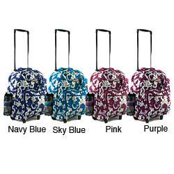 Tropical Flower 18 inch Rolling Carry On Backpack  