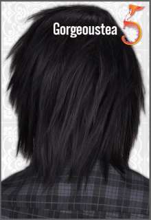 GW407 Black Blue Gothic Party Straight Mens Wig New  