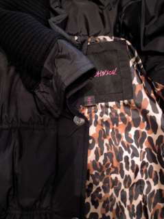 NEW Betsey Johnson Pillow Collar Down Short Coat Cute Buttons Black 