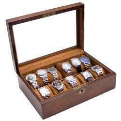   Finish Wood Glass Top Watch Case w/ High Clearance Holds 10+ watches