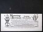 1910 MANNING, BOWMAN Circulating Coffee Pot magazine Ad Maker Urn cafe 