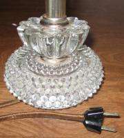 ANTIQUE CLEAR GLASS CRYSTAL VICTORIAN HOBNAIL LAMP  