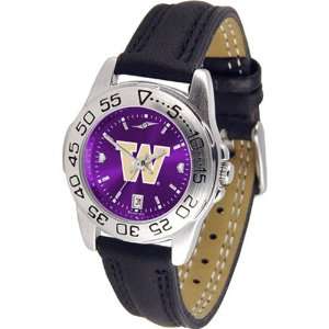 Washington Huskies NCAA AnoChrome Sport Ladies Watch (Leather Band 