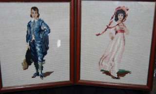 The Blue Boy & Pinkie Framed Cross Stitch Pictures Vintage  