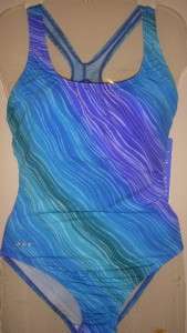 Ladies SPEEDO Blue Aqua Lavender ONE piece Swimsuit NWT  