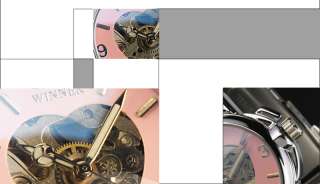   Lady Women Fashion Design Pink Heart Wrist Automatic Mechanical Watch