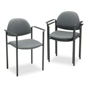  New   Comet Series Stacking Arm Chair, Gray Olefin Fabric 