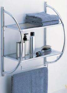 New Chrome 2 Tier Bath Organizer Shelf w/ 2 Towel Bars  