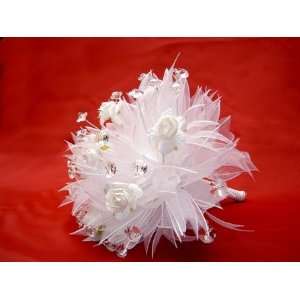  Mini White Crystal Bridal Bouquet 