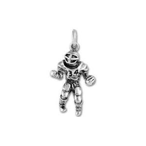    .925 Sterling Silver Football Player Charm 3 D 