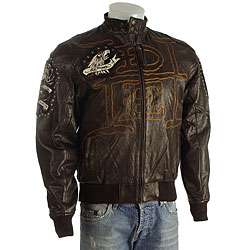 Ed Hardy Mens Dead or Alive Leather Jacket  