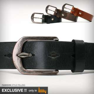 New Mens Vintage Brown Leather Belt Buckle size 28~34  