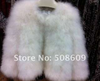 Hot Sale NEW Real Fur Ostrich Feather Fur Coat Jacket soft Warm WHITE 