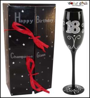 GIFT BOXED 18th BIRTHDAY GLASS CHAMPAGNE FLUTE  