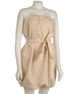 To The Max Beige Strapless Sheath Dress  