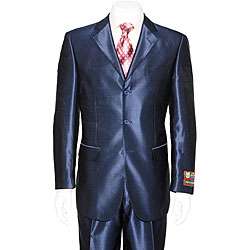 Giorgio Fiorelli Mens Blue Metallic 3 button Suit  