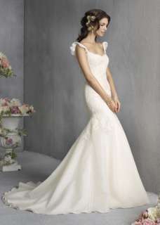 White Lace Satin Organza Bridal Gown Wedding Dress New  