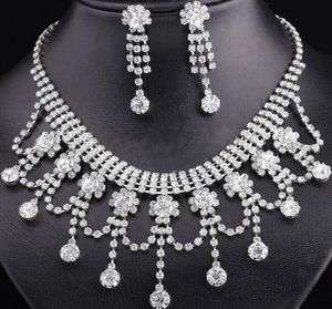   SHAPE BRIDAL JEWELRY NECKLACE EARRING SET for WEDDING PAGEANT  