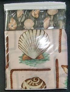 Starfish Ocean Sea Shells Fabric Shower Curtain + 12 Hooks Set _ NIP 