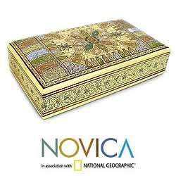 Handcrafted Paper Mache Kashmir Flowers Jewelry Box (India 