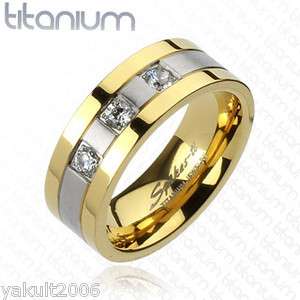   titanium ring with Gold IP Edges 2 Tone Brushed Center wedding band