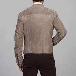 Burberry Mens Taupe Suede Motorcycle Jacket  