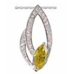  Designs SP876 Sterling Silver with Yellow CZ Open Marquise Necklace