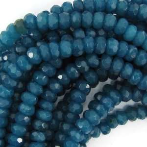  8mm faceted blue jade rondelle beads 15.5 strand