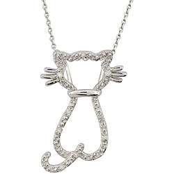Sterling Silver 1/10ct TDW Diamond Cat Necklace  