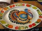 Turkey Platter Enamel Metal Thanksgiving Dinner Plate Oval Serving 