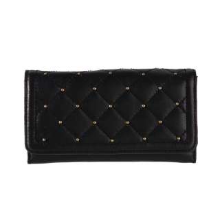 Stone Mountain Black Leather Quilted Clutch  