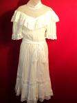   Vintage 60s Crinkled Lace Insets Sheer Net Peasant Festival Dress 13