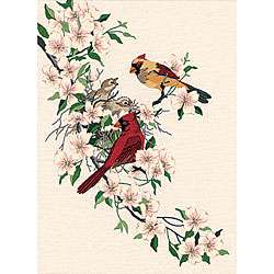 Cardinals In Dogwood Crewel Embroidery Kit  