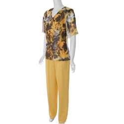 Adi Designs Plus Size Yellow 2 piece Pant Suit  