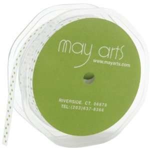  White Grosgrain With Mini Dot 1/4X50 Yards Parrot Green 