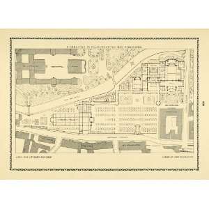  1913 Print Map Building Plan Architecture Kurgarten Art 