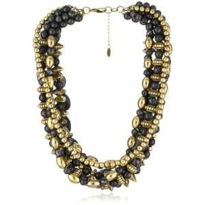Amrita Singh Aztec Chunky Multi Strand Black Necklace