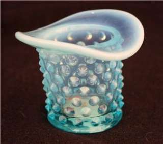 Fenton Hobnail Top Hat Vase Blue Opalescent  