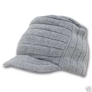 Grey Jeep Flat Top Beanie Knit Cap Winter Hat  