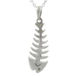 Sterling Silver Fish Skeleton Necklace  