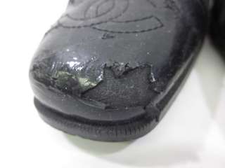 AUTH CHANEL Black Leather Cap Toe Pumps Sz 5.5  