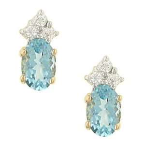 Blue Zircon Earrings with Diamond Accents .10cttw