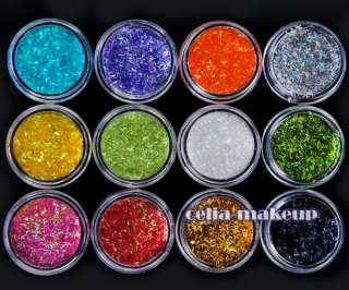 12 Color Strip Glitter Nail Art Tool Kit Acrylic UV Powder Dust 