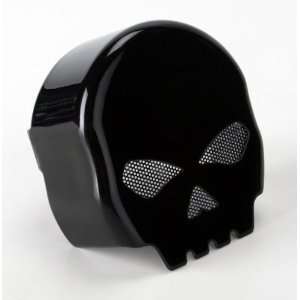 Drag Specialties Horn Cover   Black with Chrome Profile Skull Insert 